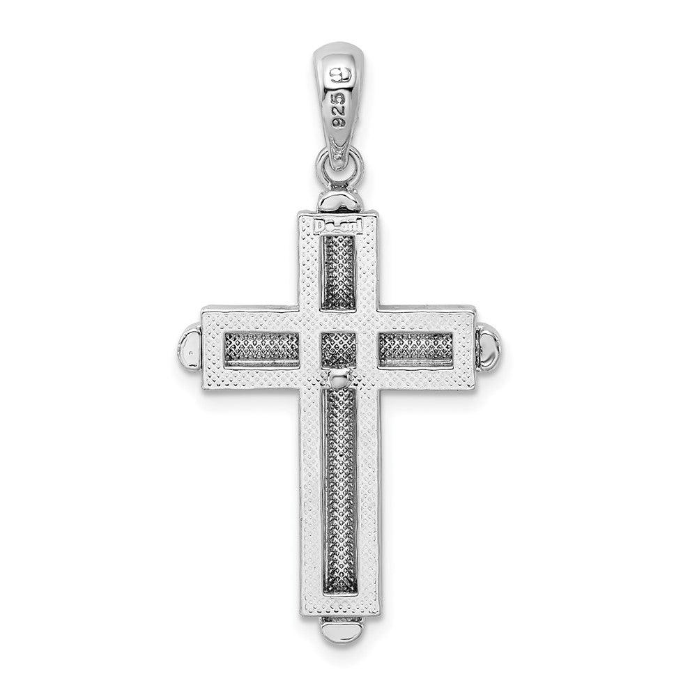 Sterling Silver Rounded Cross w/Frame Pendant