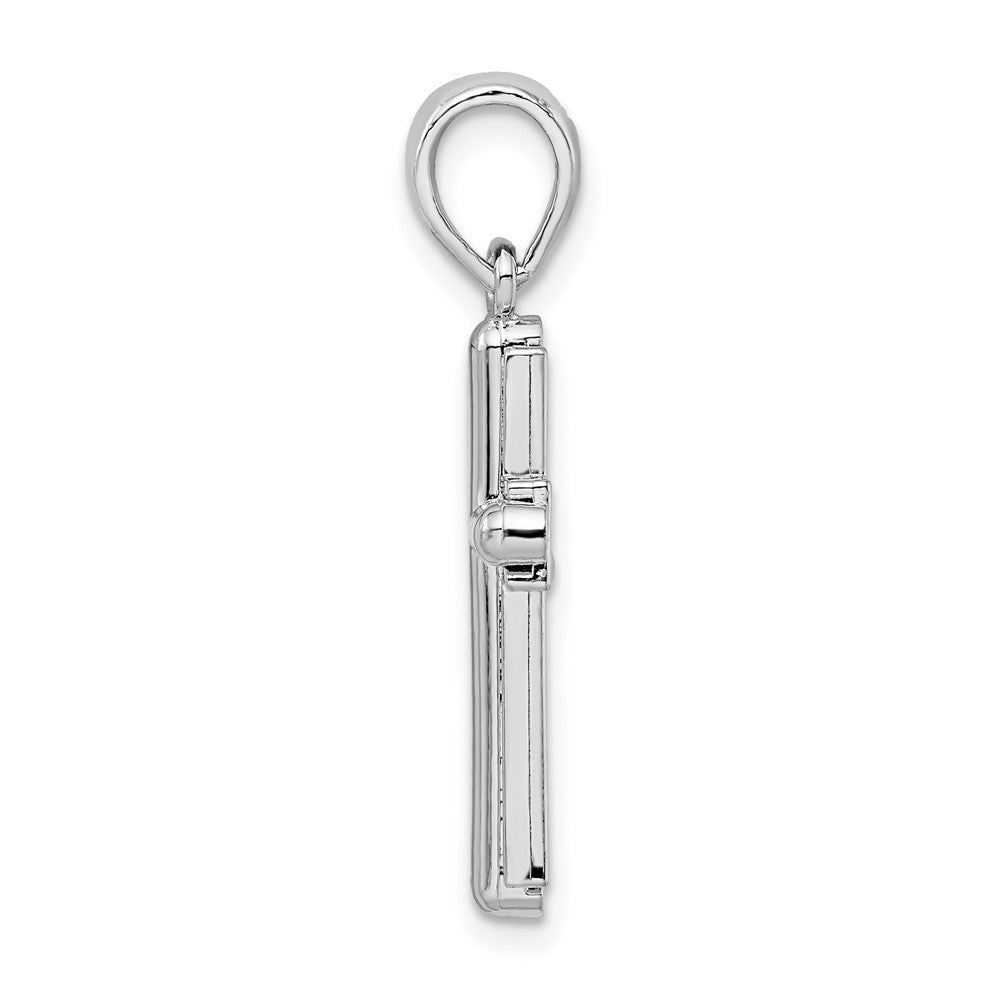 Sterling Silver Rounded Cross w/Frame Pendant