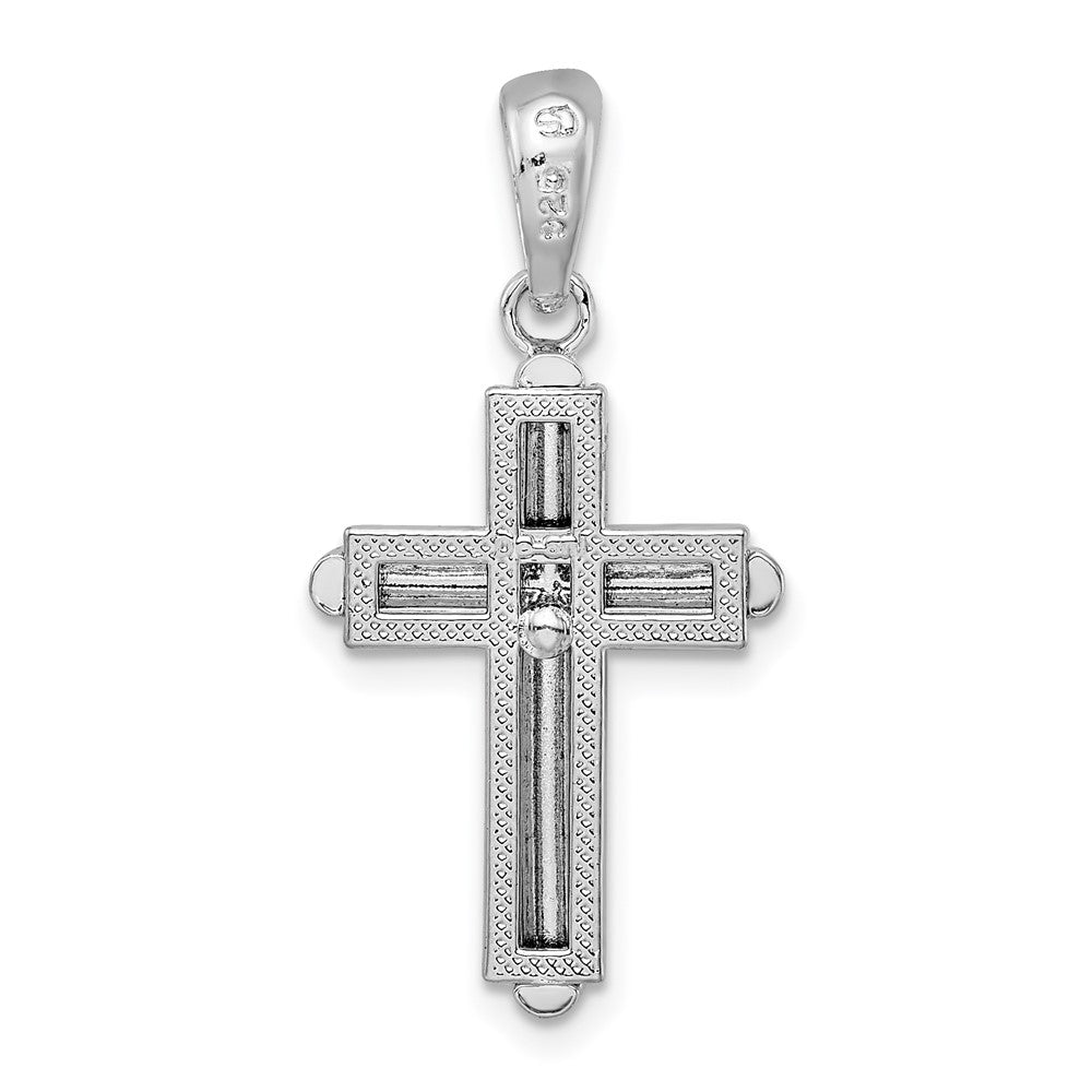 Sterling Silver Rounded Cross w/Frame Pendant