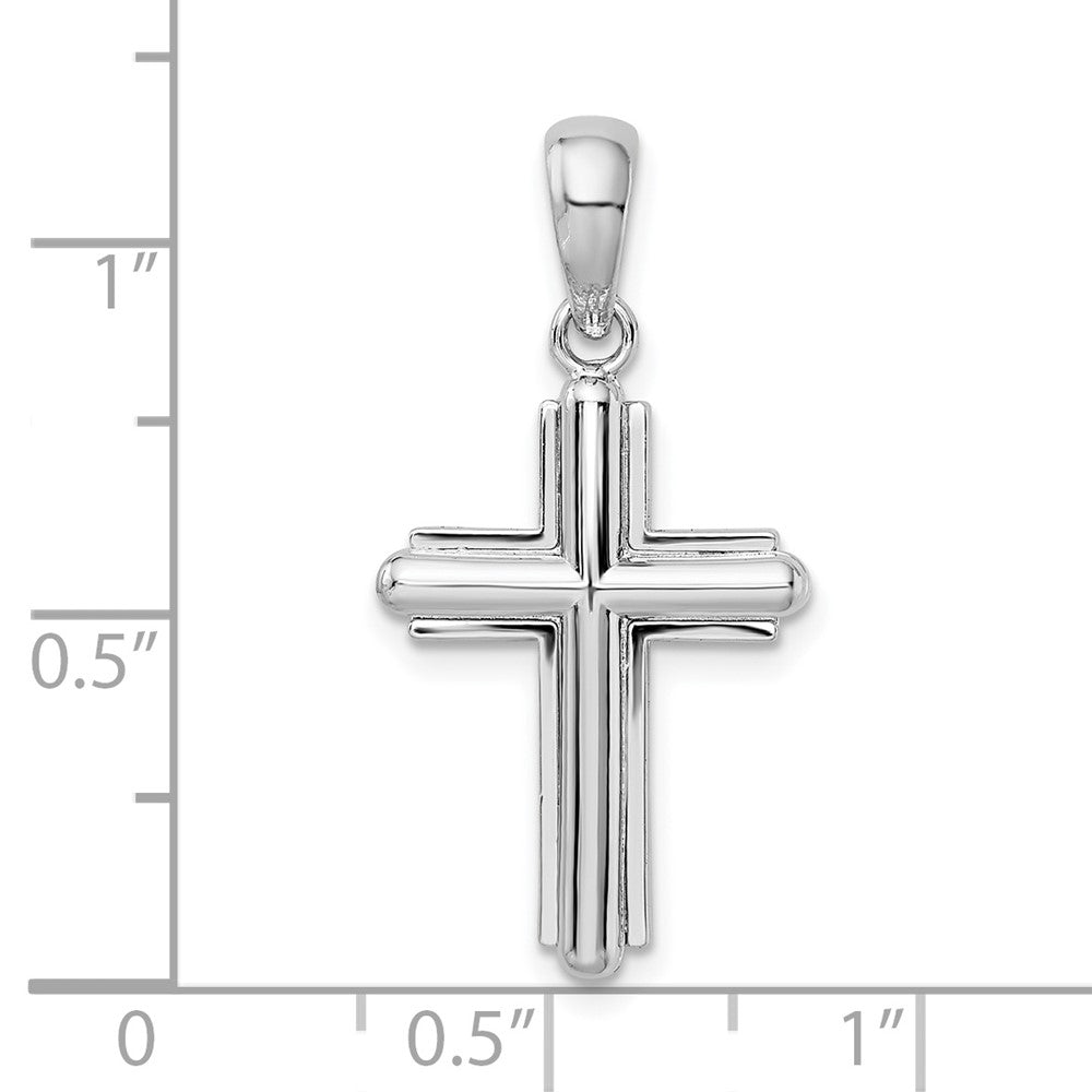 Sterling Silver Rounded Cross w/Frame Pendant