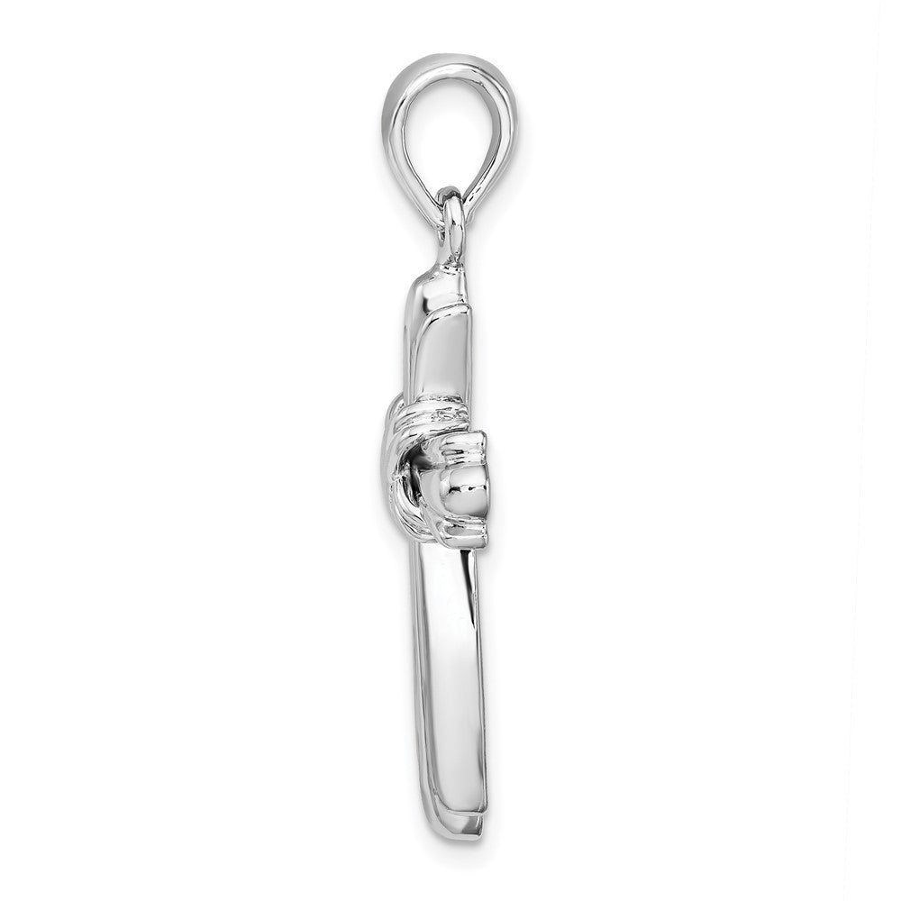 Sterling Silver Rhodium-plated w/X-Center Budded Cross Pendant