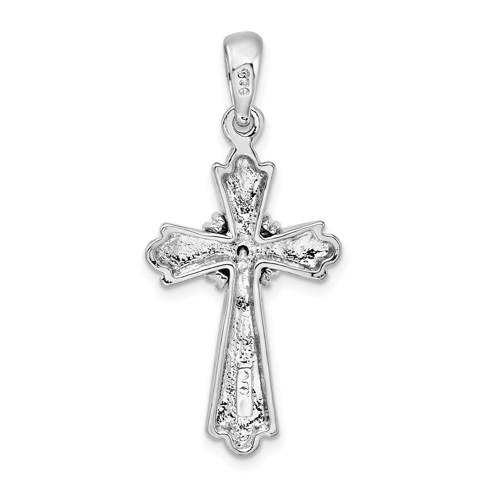 Sterling Silver Rhodium-plated w/X-Center Budded Cross Pendant