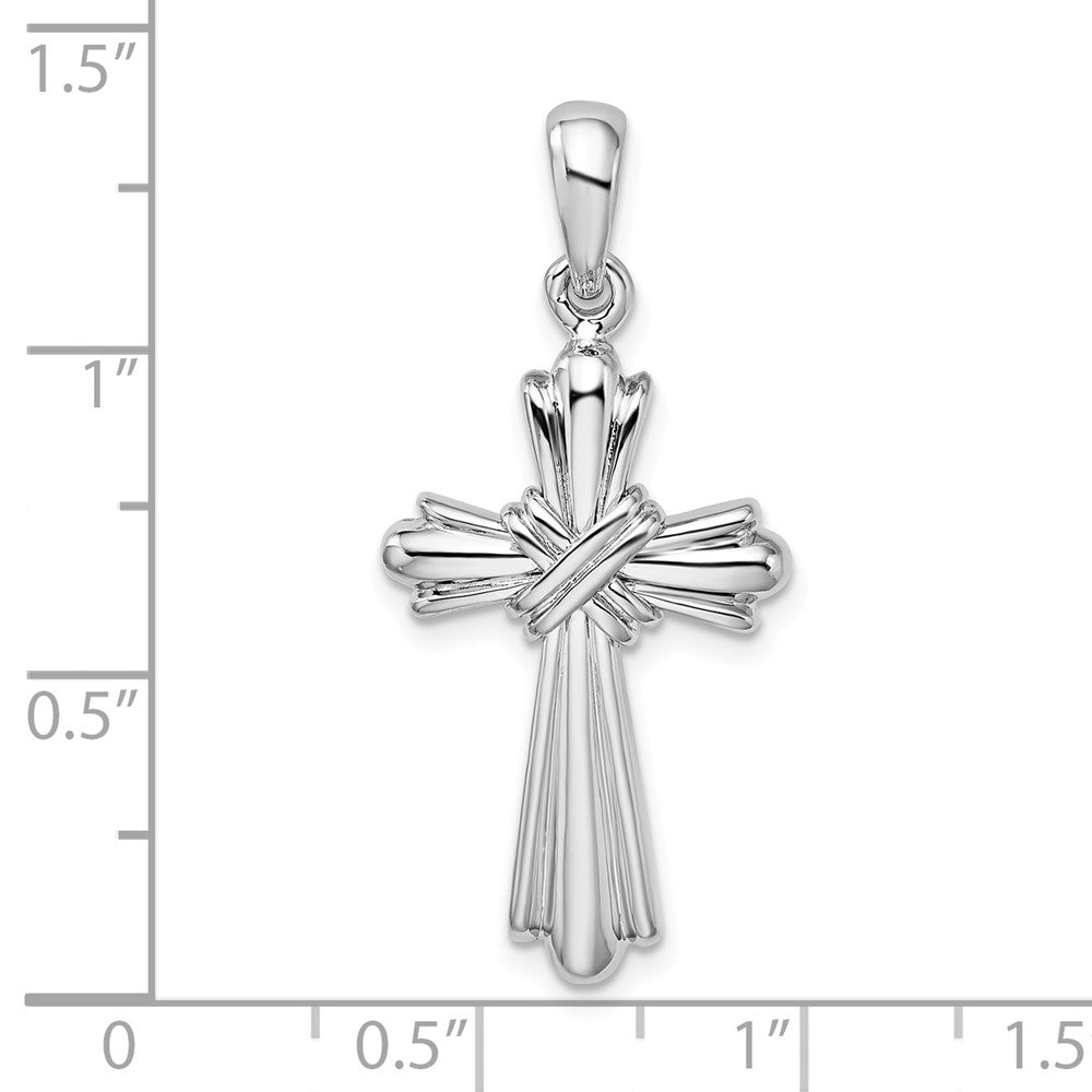 Sterling Silver Rhodium-plated w/X-Center Budded Cross Pendant