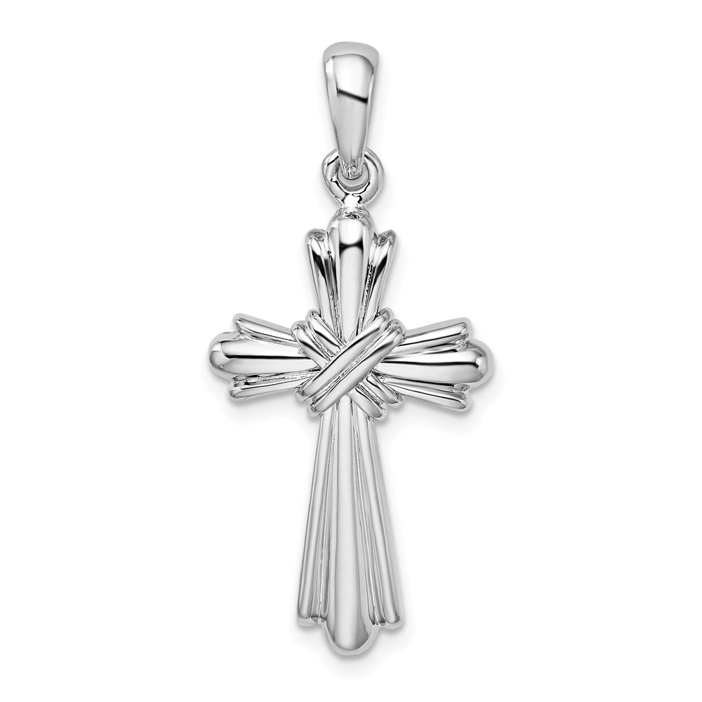 Sterling Silver Rhodium-plated w/X-Center Budded Cross Pendant
