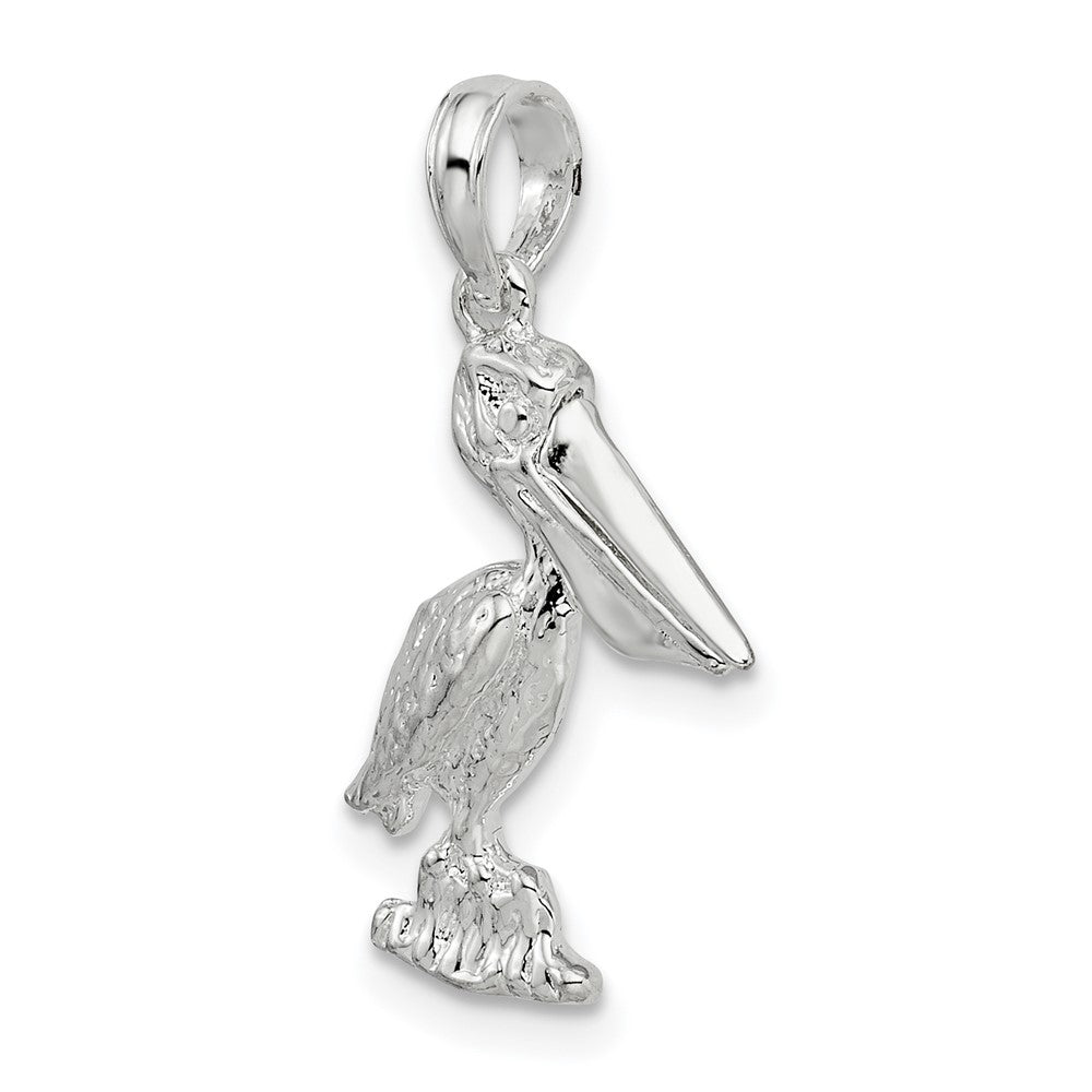 Sterling Silver Small 3D Standing Moveable Mouth Pelican Pendant