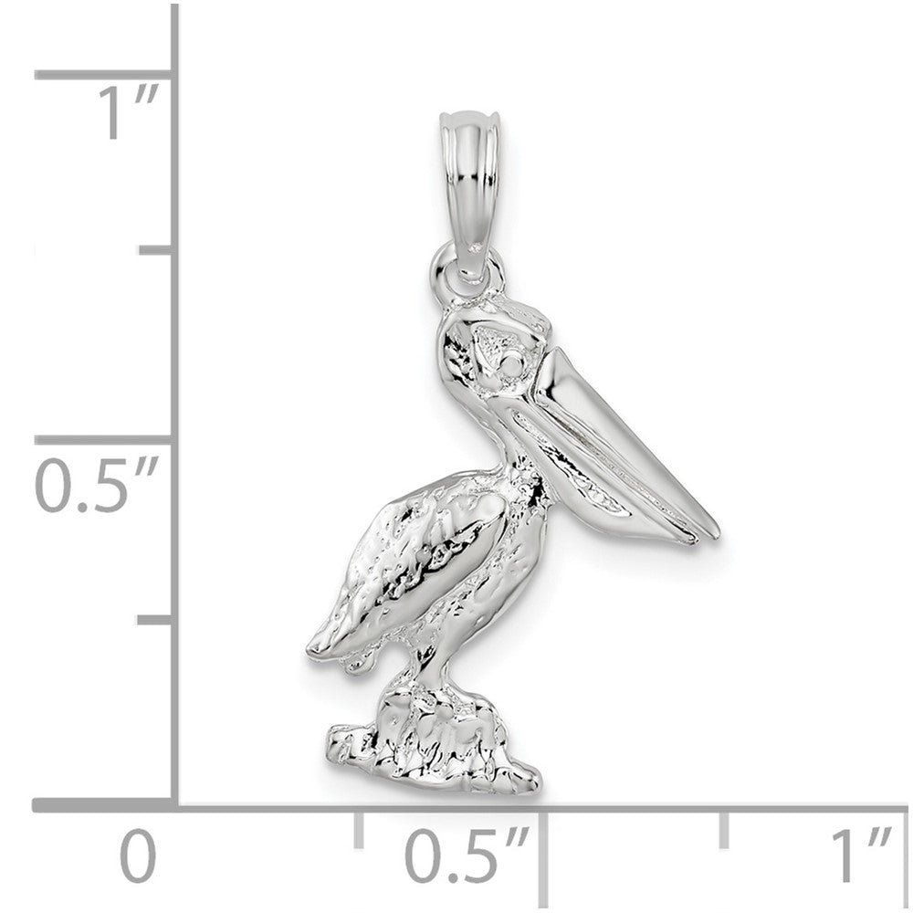 Sterling Silver Small 3D Standing Moveable Mouth Pelican Pendant