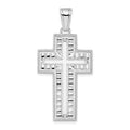 Sterling Silver Rhodium-plated Rope Edge Latin Cross Pendant