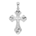 Sterling Silver Rhodium-plated Diamond-cut Fleur de Lis Cross Pendant