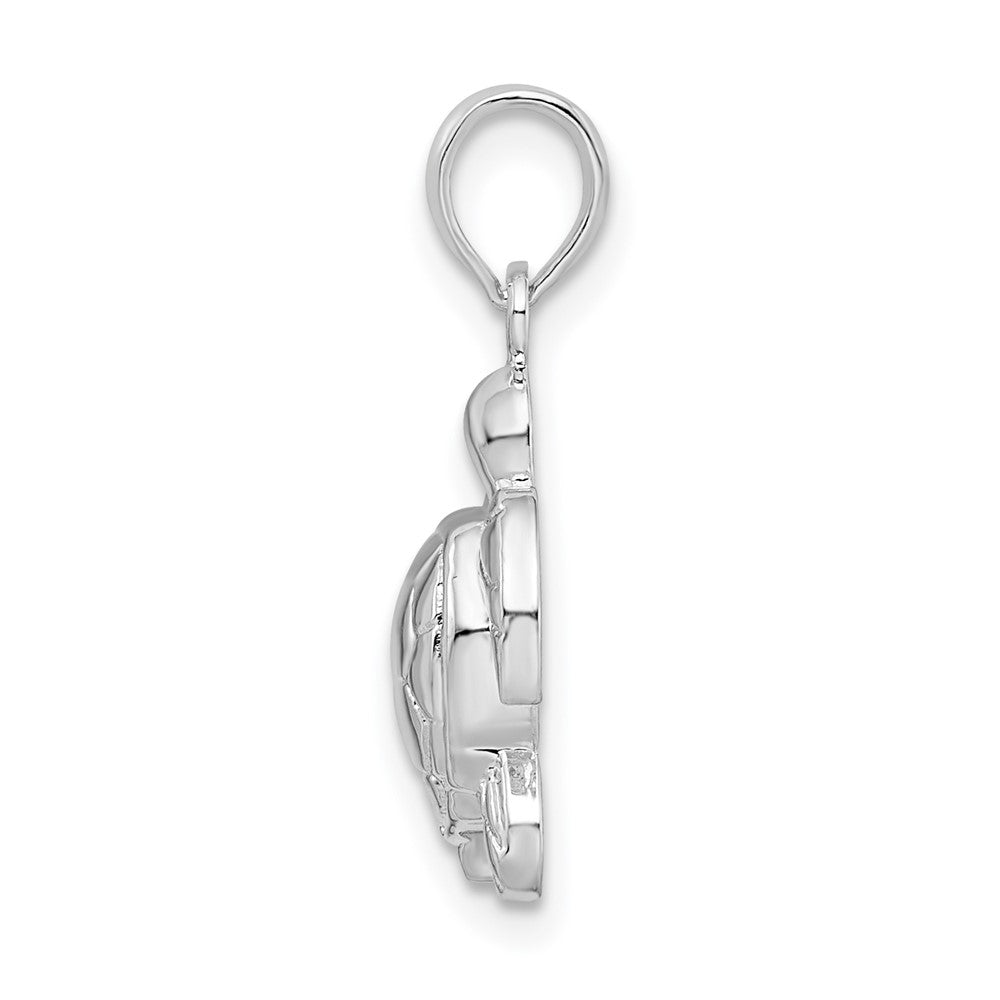 Sterling Silver Rhodium-plated Polished Sea Turtle Pendant