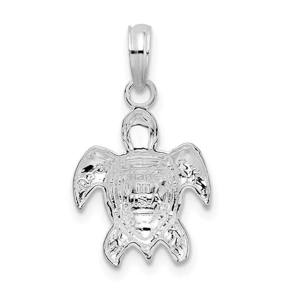 Sterling Silver Rhodium-plated Polished Sea Turtle Pendant