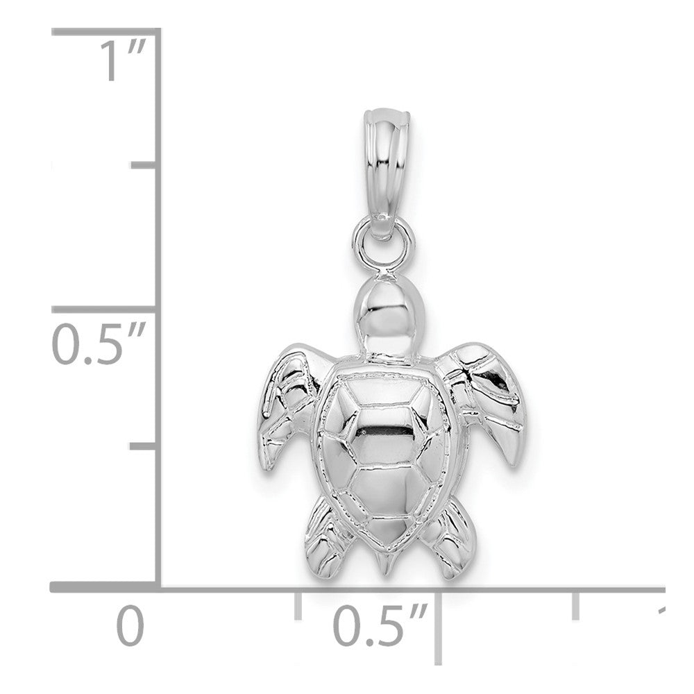 Sterling Silver Rhodium-plated Polished Sea Turtle Pendant