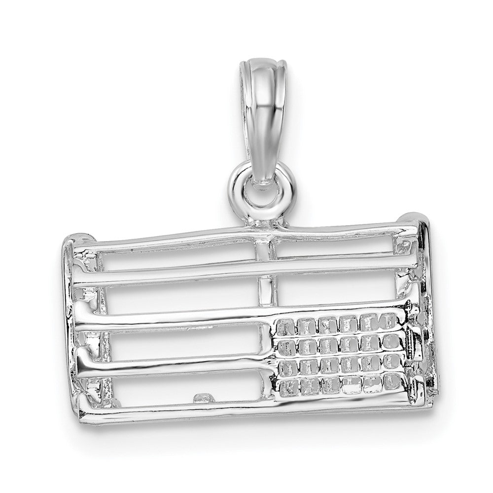Sterling Silver Rhodium-plated Polished 3D Empty Lobster Trap Pendant