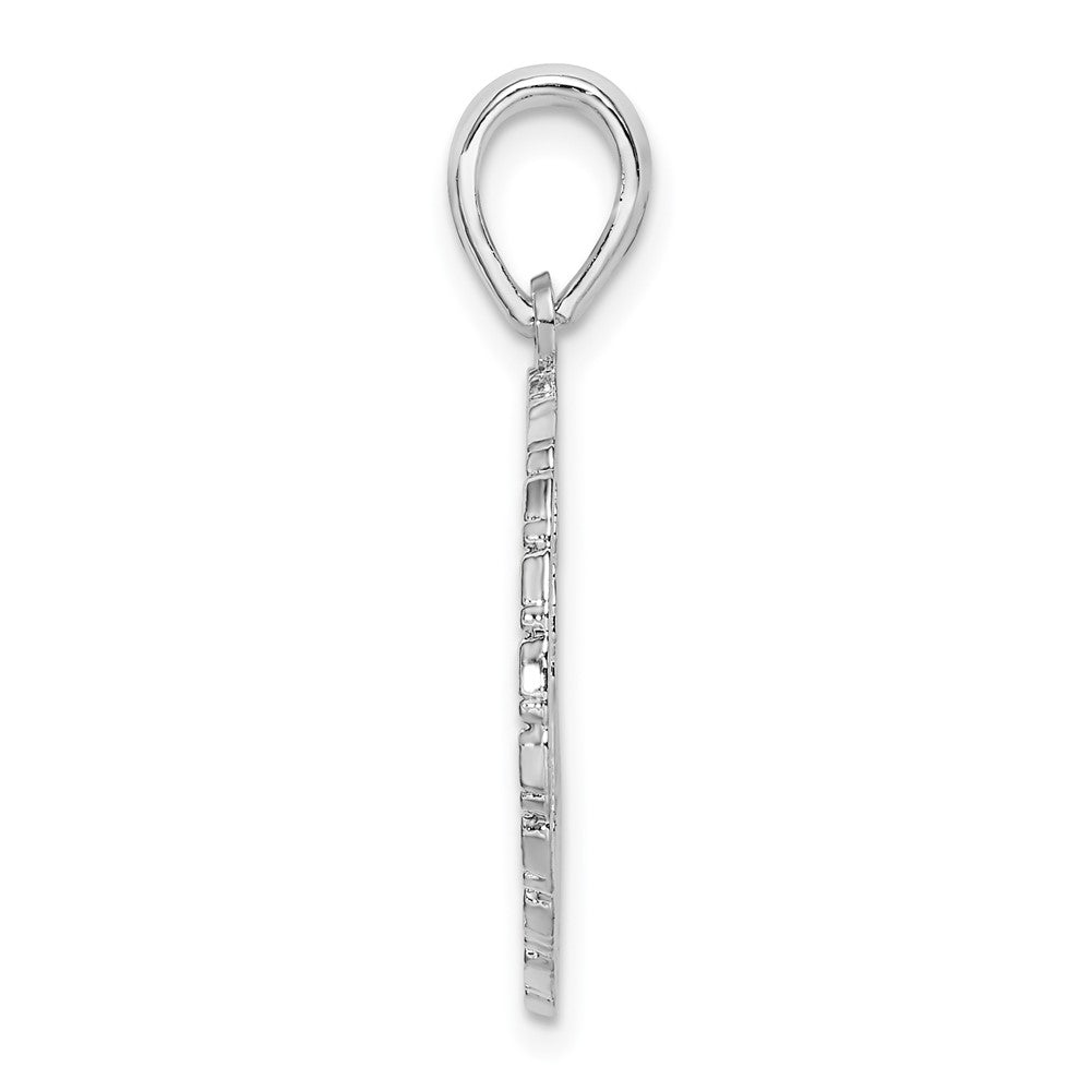 Sterling Silver Rhod-plated Jamaica w/Palm Tree Cut-out Disc Pendant