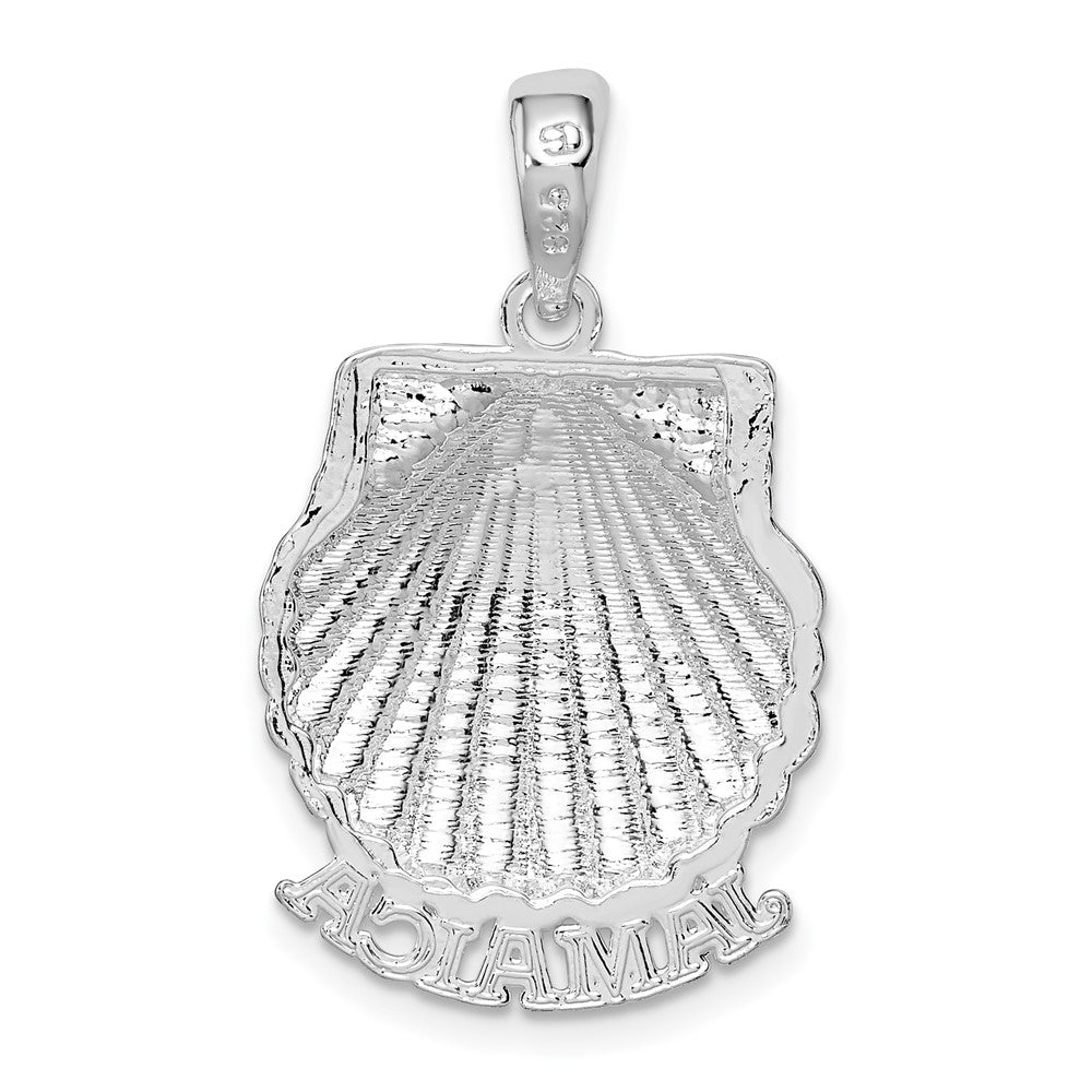 Sterling Silver Rhodium-plated Polished Jamaica Scallop Shell Pendant