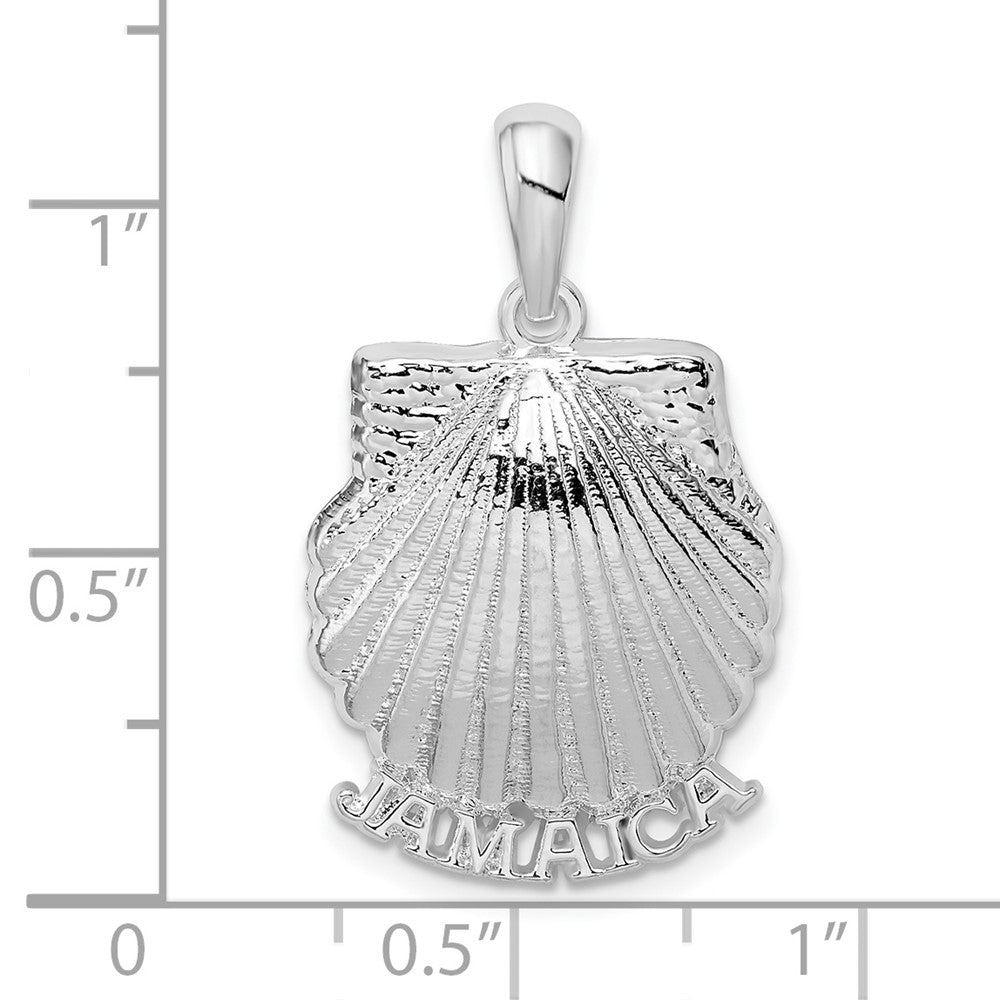 Sterling Silver Rhodium-plated Polished Jamaica Scallop Shell Pendant