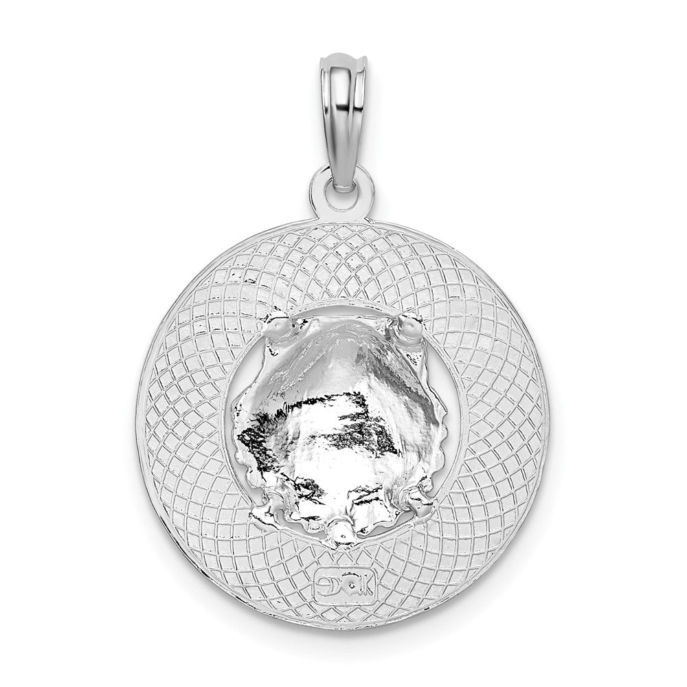 Sterling Silver Rhodium-plated Jamaica Round Circle w/Shell Pendant