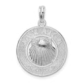 Sterling Silver Rhodium-plated Jamaica Round Circle w/Shell Pendant