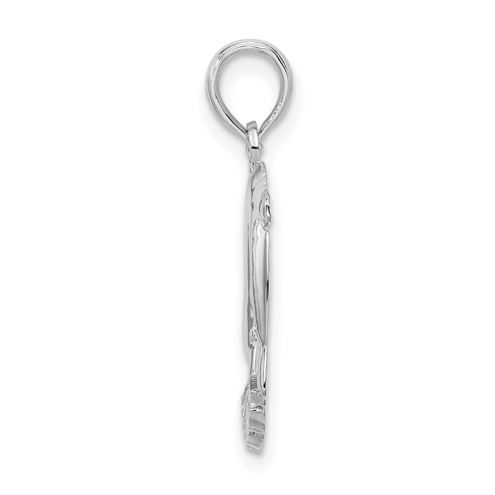 Sterling Silver Rhodium-plated Jamaica 2 Jumping Dolphins Pendant