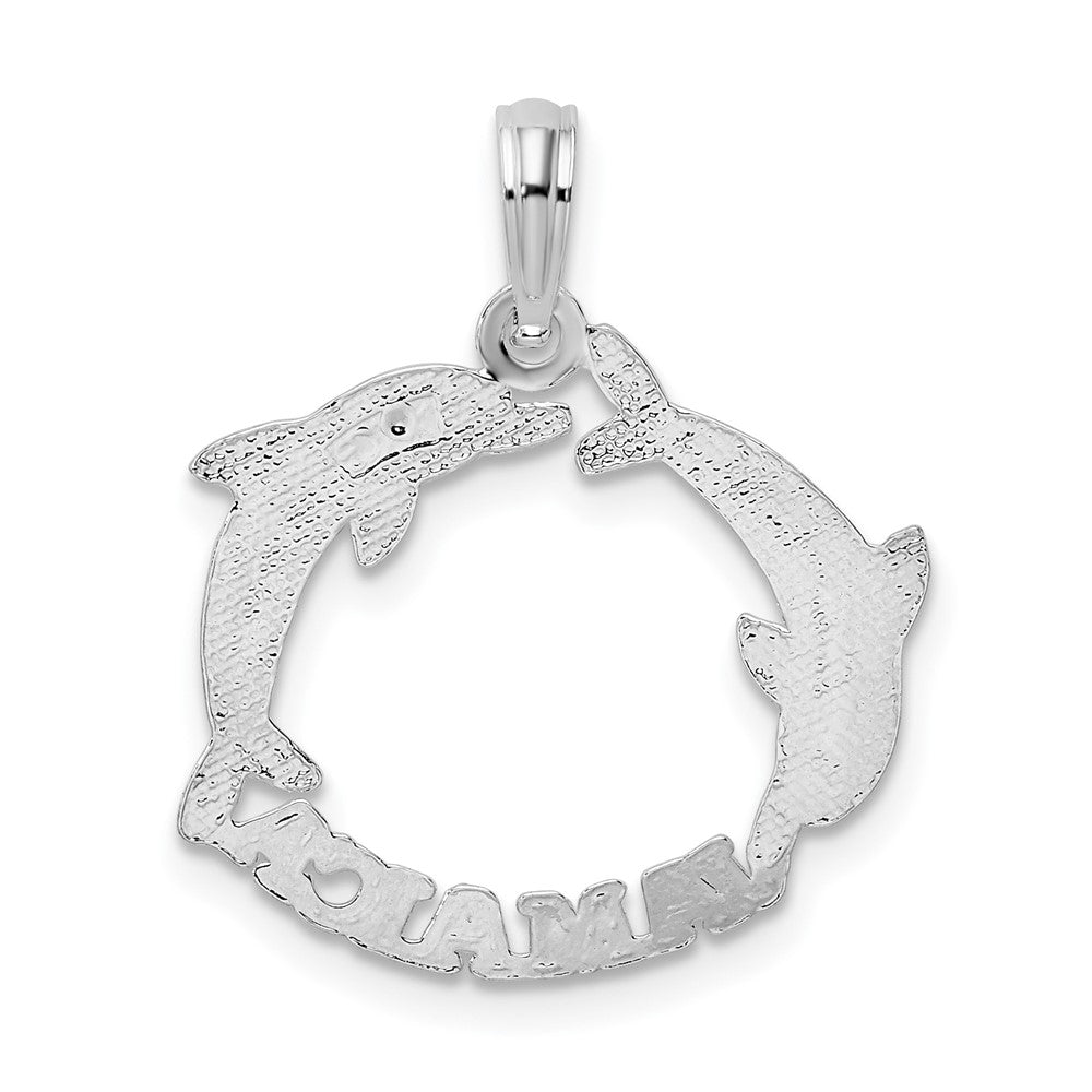 Sterling Silver Rhodium-plated Jamaica 2 Jumping Dolphins Pendant