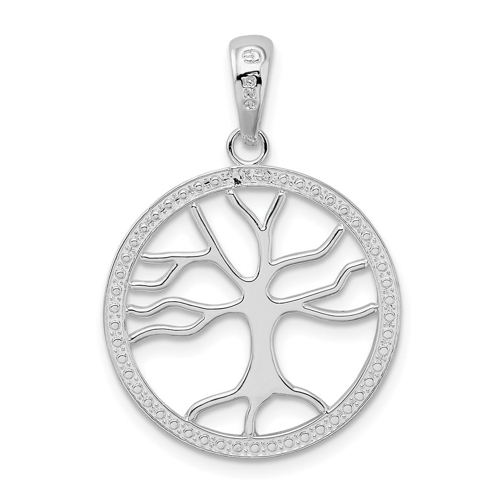 Sterling Silver Rhod-plated Polished Large Cut-out Tree of Life Pendant