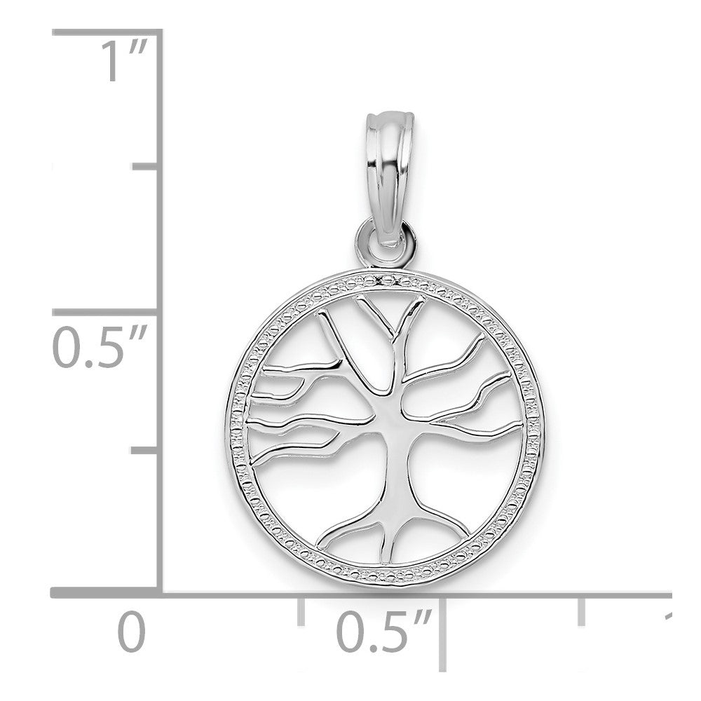 Sterling Silver Polished Cut-out Tree of Life Pendant