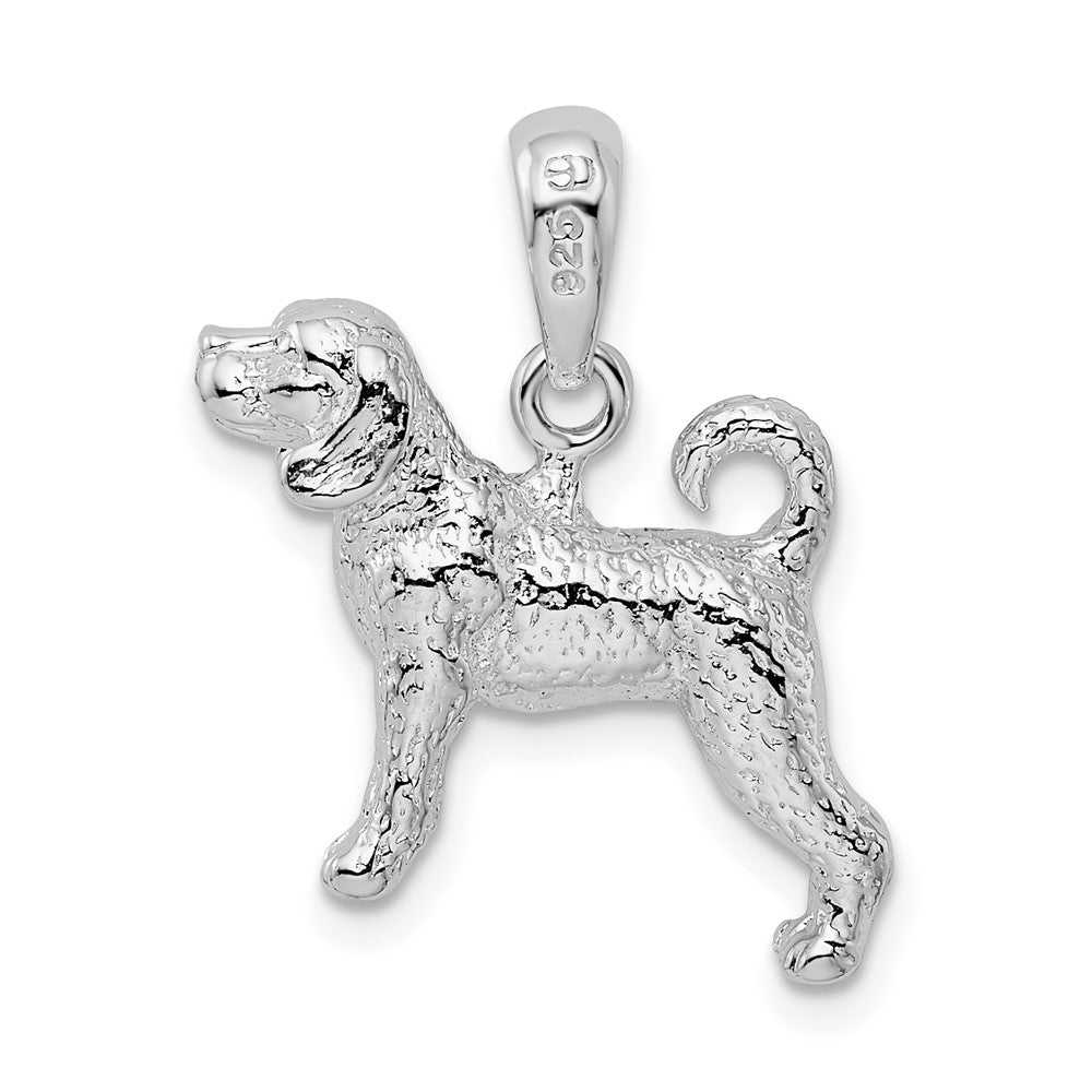 Sterling Silver Rhodium-plated Textured 3D Beagle Pendant