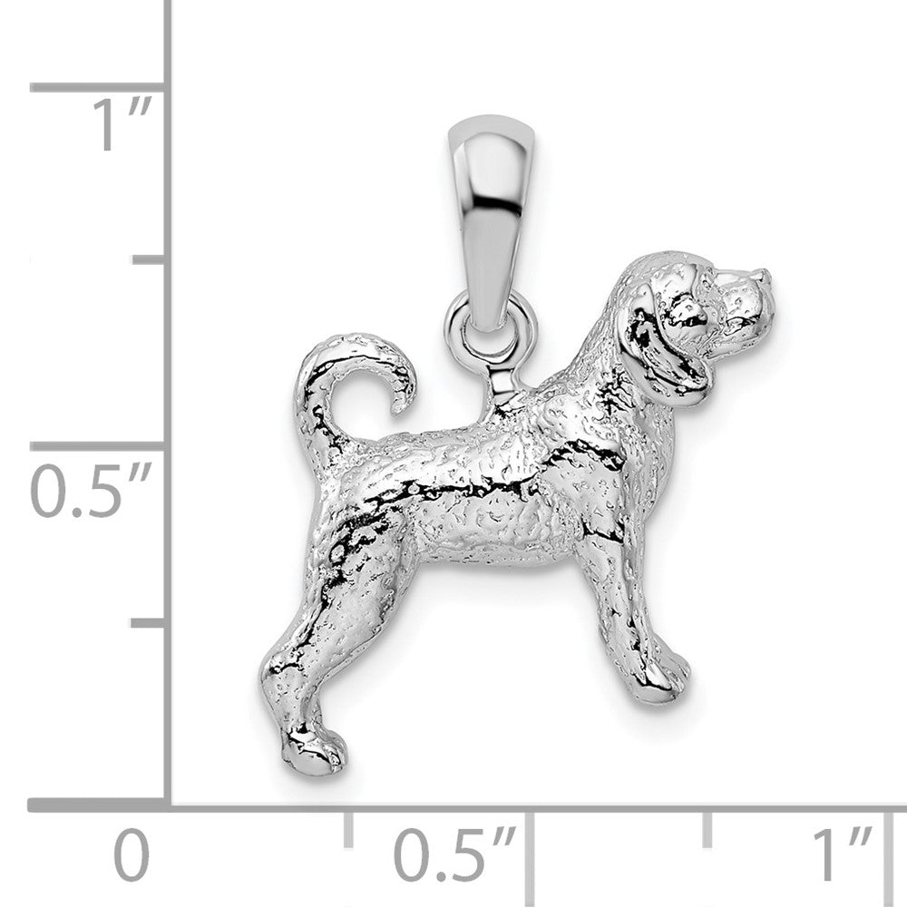 Sterling Silver Rhodium-plated Textured 3D Beagle Pendant