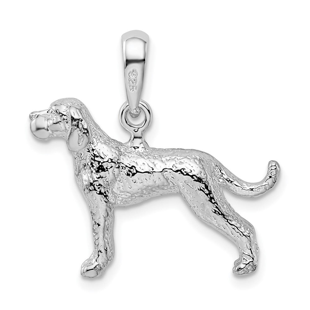 Sterling Silver Rhodium-plated Textured 3D English Pointer Dog Pendant