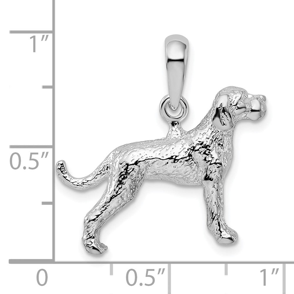 Sterling Silver Rhodium-plated Textured 3D English Pointer Dog Pendant