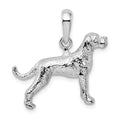 Sterling Silver Rhodium-plated Textured 3D English Pointer Dog Pendant