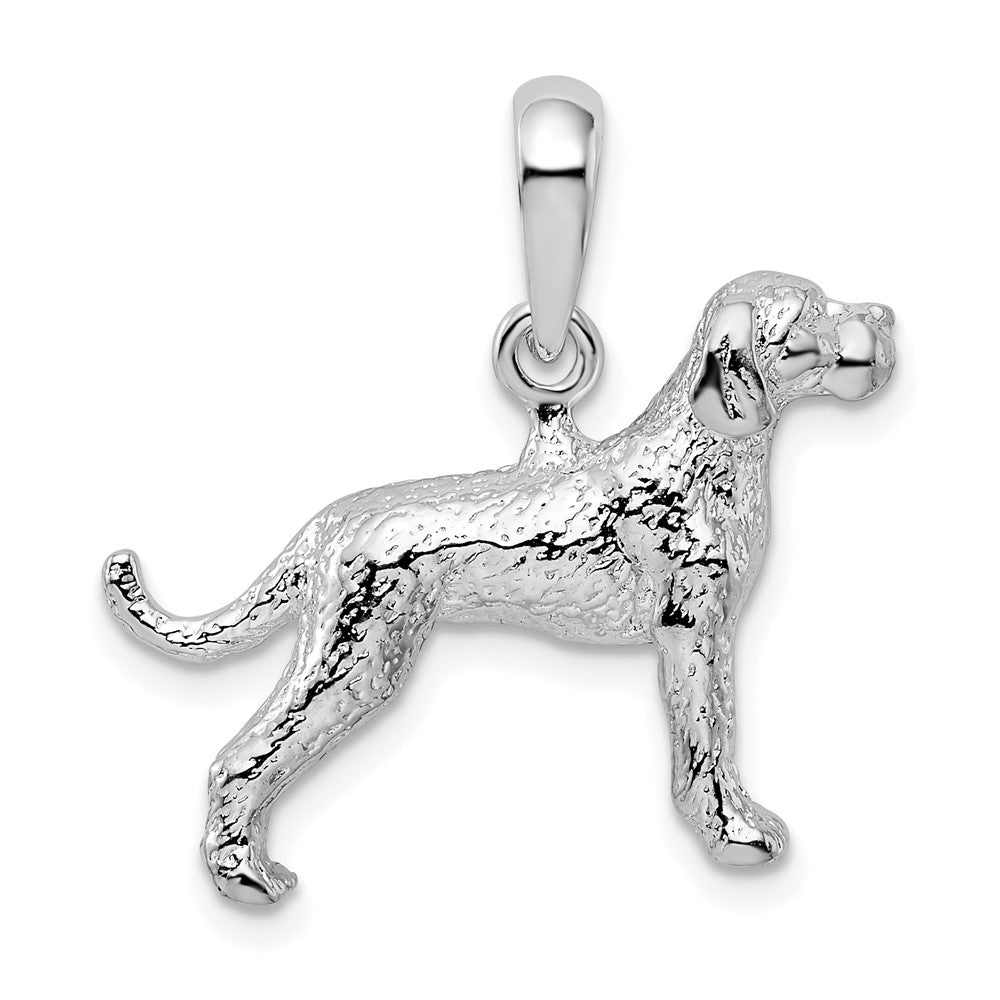 Sterling Silver Rhodium-plated Textured 3D English Pointer Dog Pendant