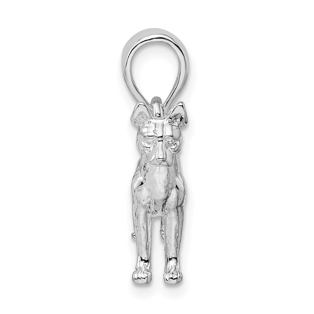 Sterling Silver Rhodium-plated Textured 3D Basenji Dog Pendant