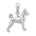 Sterling Silver Rhodium-plated Textured 3D Basenji Dog Pendant