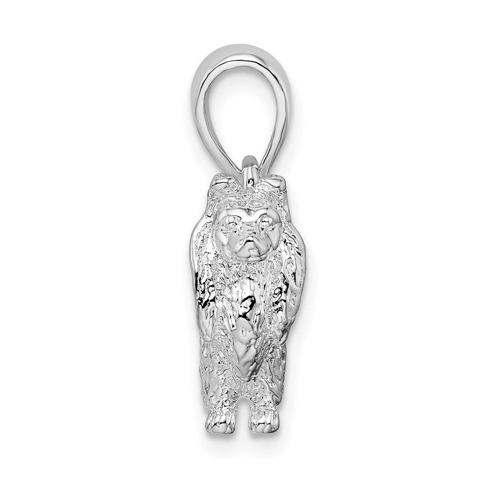 Sterling Silver Rhodium-plated Textured 3D Shetland Sheepdog Pendant
