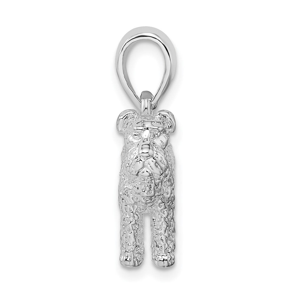 Sterling Silver Rhodium-plated Textured 3D Welsh Terrier Pendant