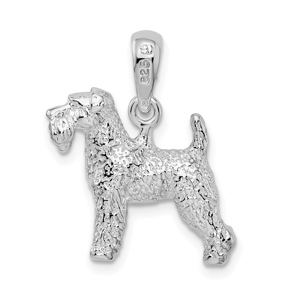 Sterling Silver Rhodium-plated Textured 3D Welsh Terrier Pendant