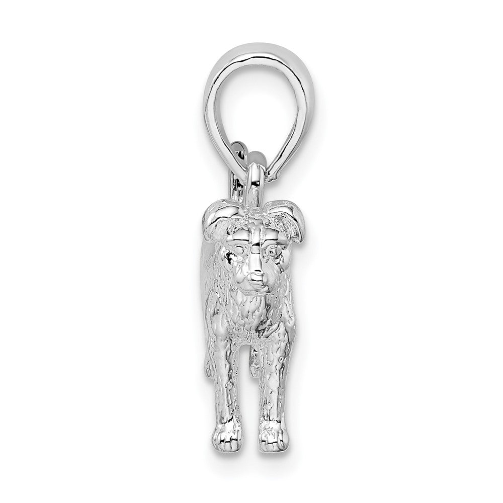 Sterling Silver Rhodium-plated Textured 3D Jack Russell Terrier Pendant