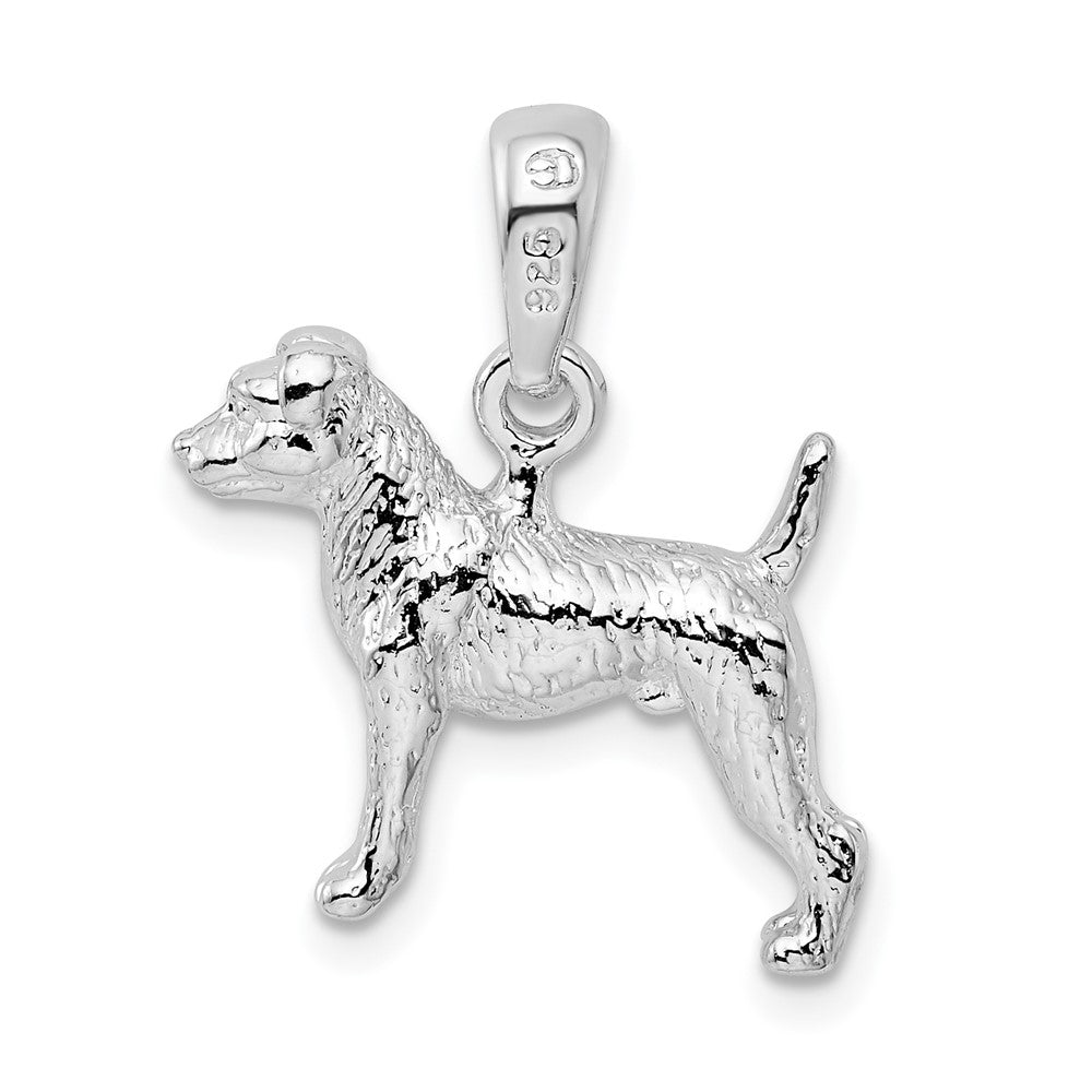 Sterling Silver Rhodium-plated Textured 3D Jack Russell Terrier Pendant