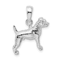 Sterling Silver Rhodium-plated Textured 3D Jack Russell Terrier Pendant