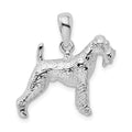 Sterling Silver Rhodium-plated Textured 3D Airedale Terrier Pendant