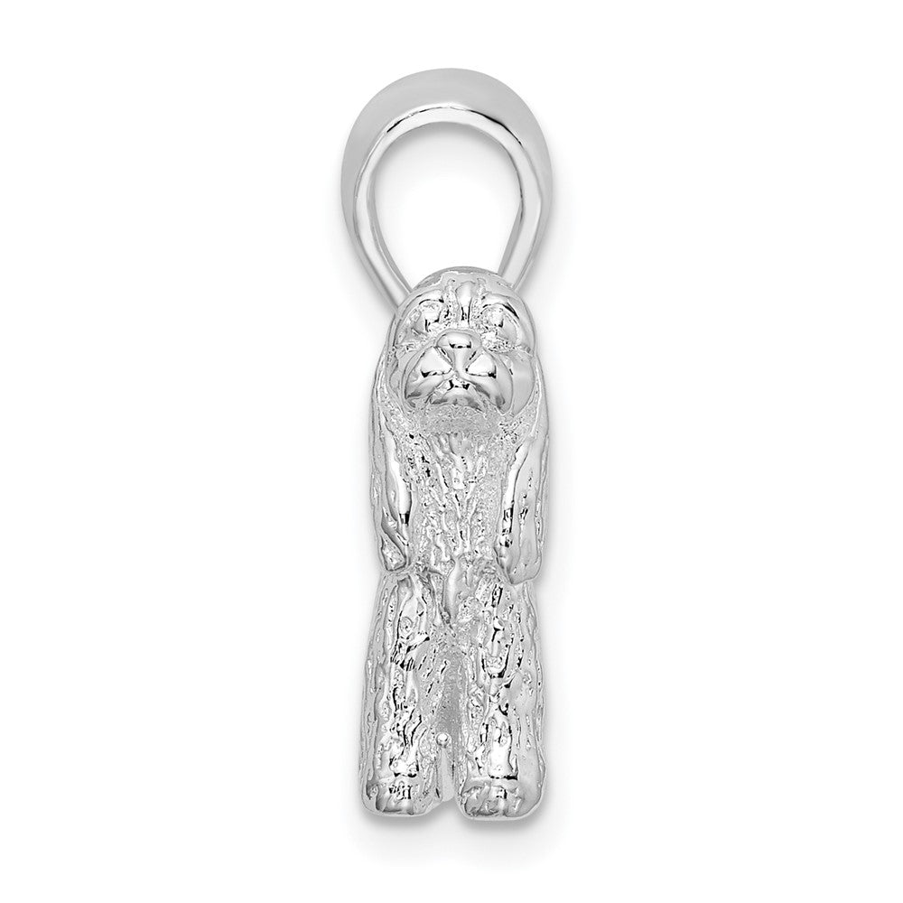 Sterling Silver Rhodium-plated Textured 3D Cocker Spaniel Pendant