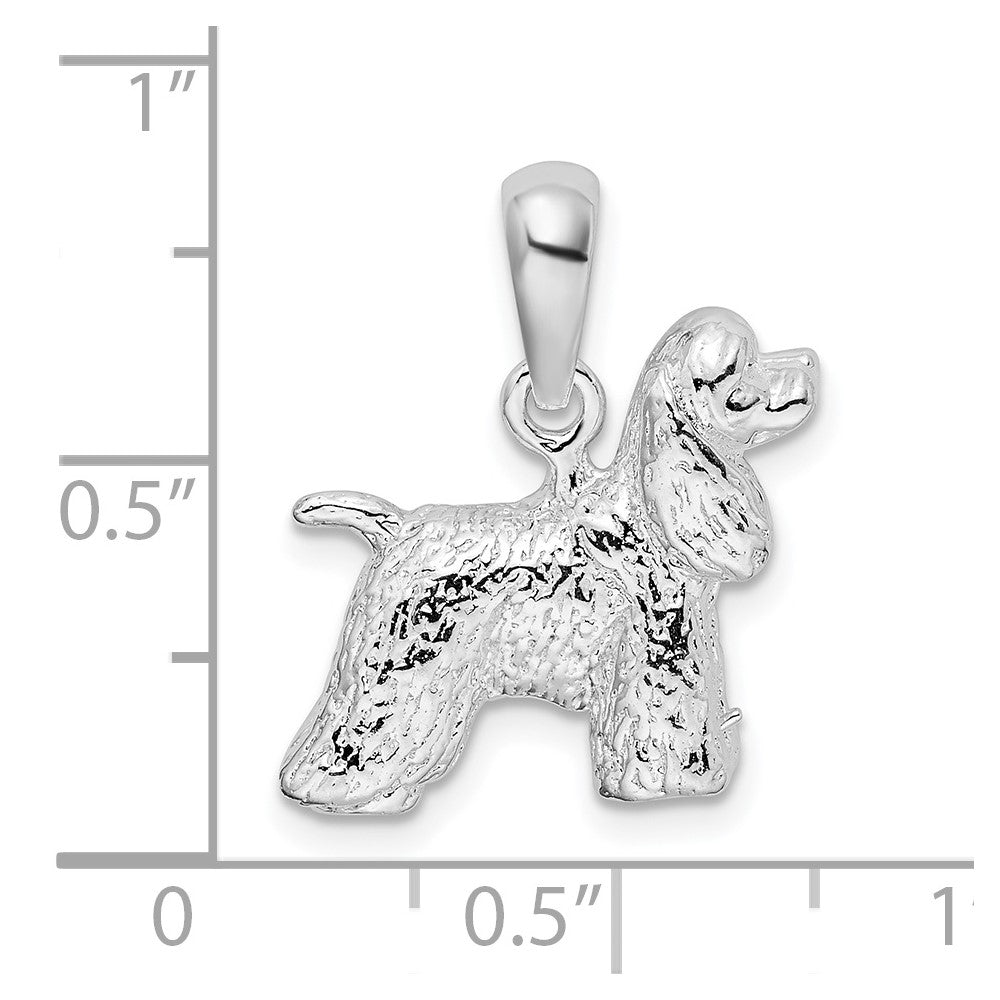 Sterling Silver Rhodium-plated Textured 3D Cocker Spaniel Pendant