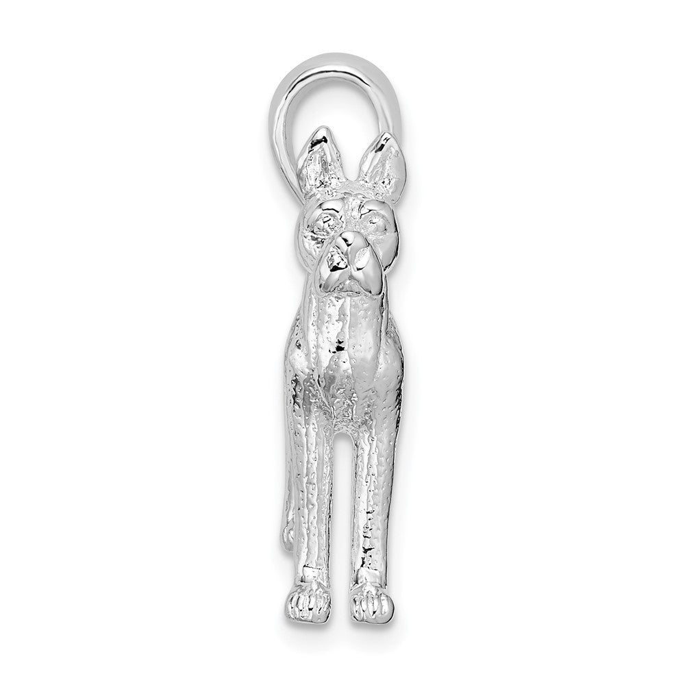 Sterling Silver Rhodium-plated Textured 3D Great Dane Pendant