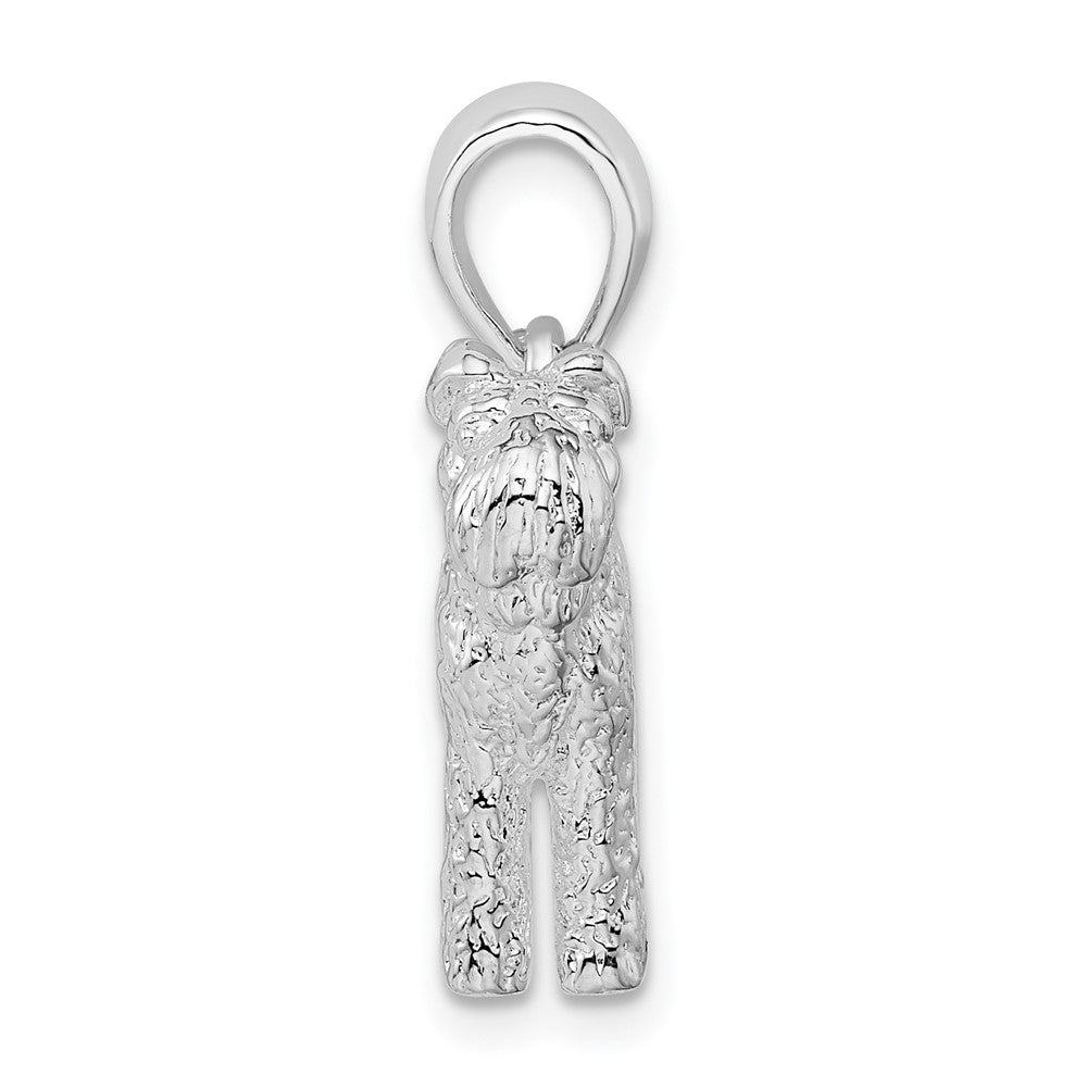 Sterling Silver Rhodium-plated Textured 3D Kerry Blue Terrier Pendant