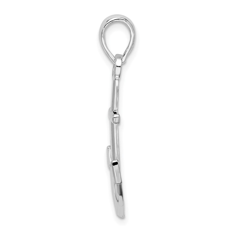 Sterling Silver Rhodium-plated Polished Anchor Pendant