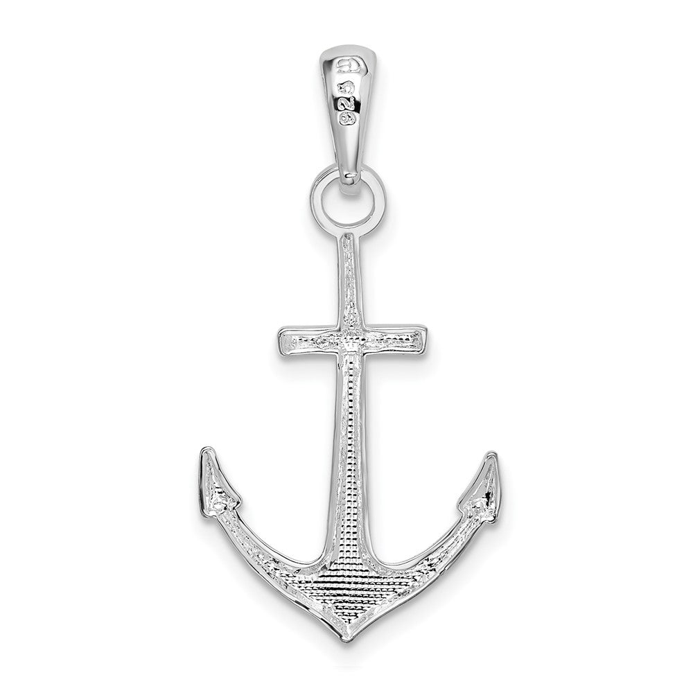 Sterling Silver Rhodium-plated Polished Anchor Pendant