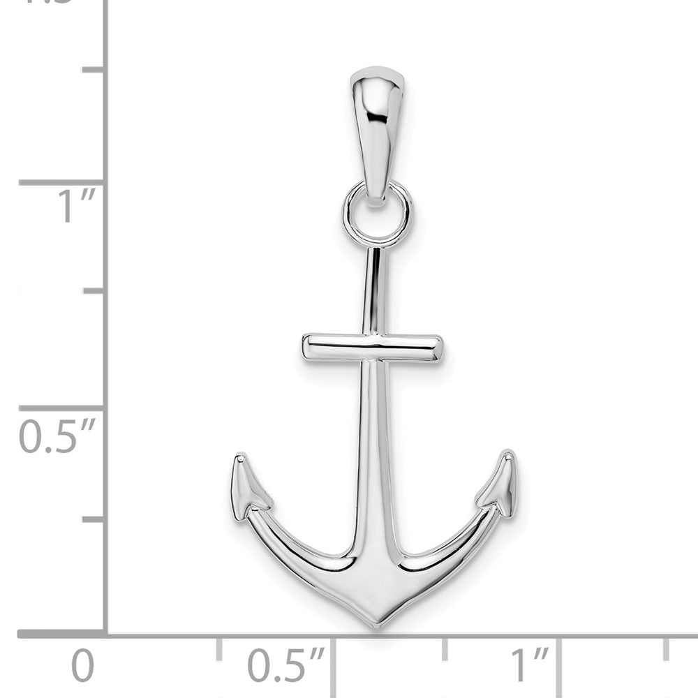 Sterling Silver Rhodium-plated Polished Anchor Pendant