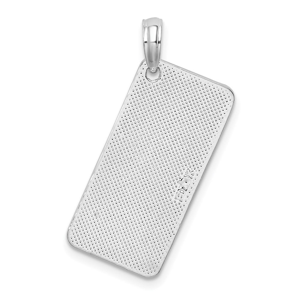 Sterling Silver Rhodium-plated St. Thomas License Plate Pendant