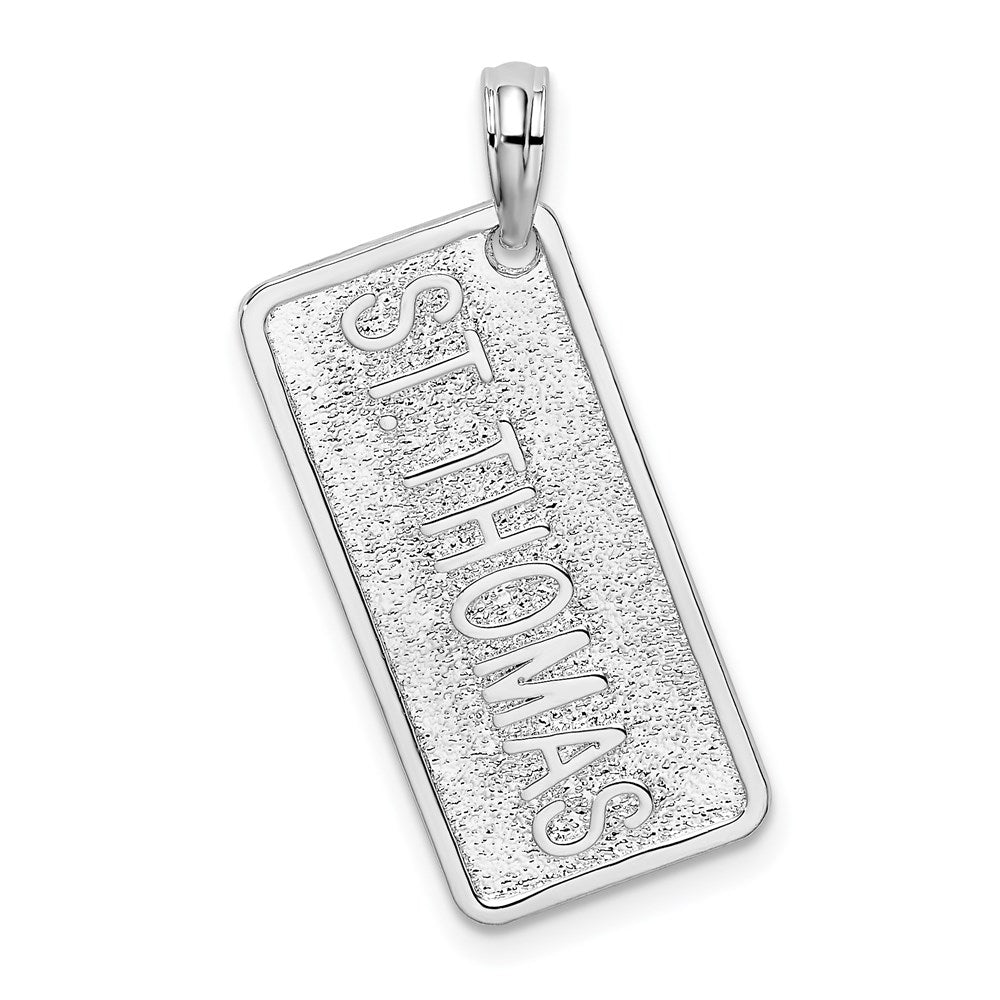 Sterling Silver Rhodium-plated St. Thomas License Plate Pendant