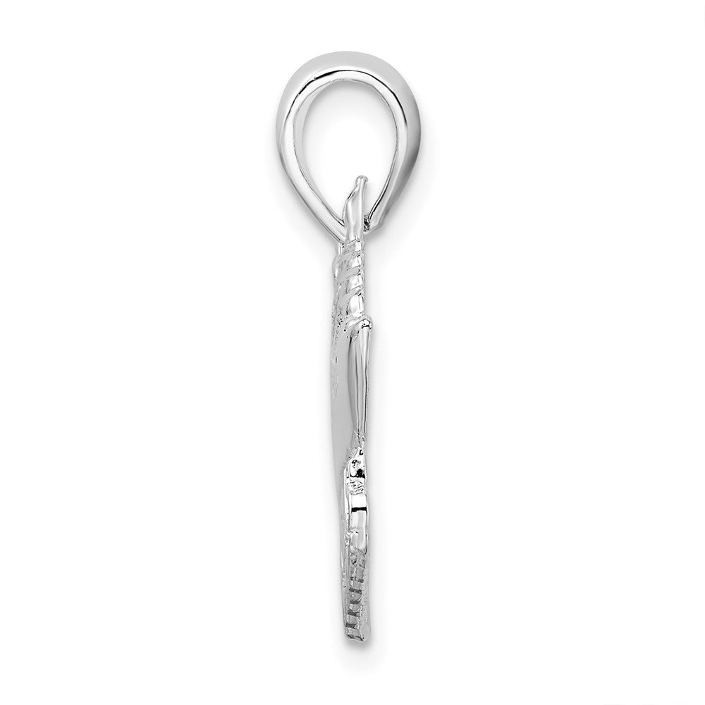 Sterling Silver Rhodium-plated Polished St. Thomas Cruise Ship Pendant